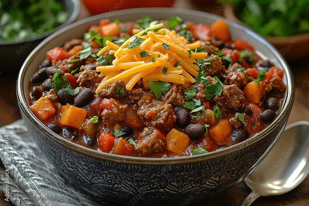 Spiced Sweet Potato and Black Bean Chilli